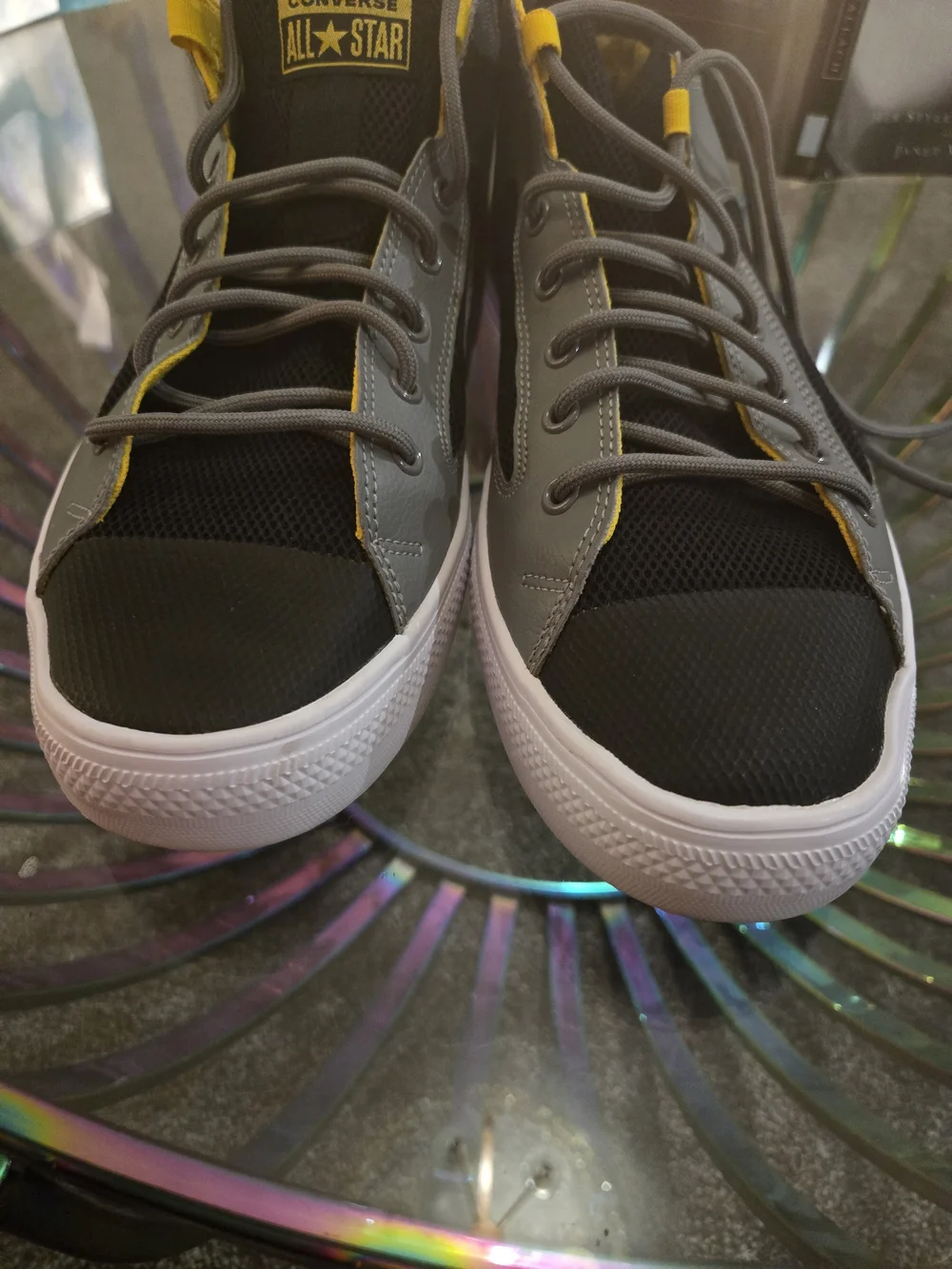 Converse Black, Gray & Yellow High-Top Sneakers Men Size 11.5 - Picture 8 of 10